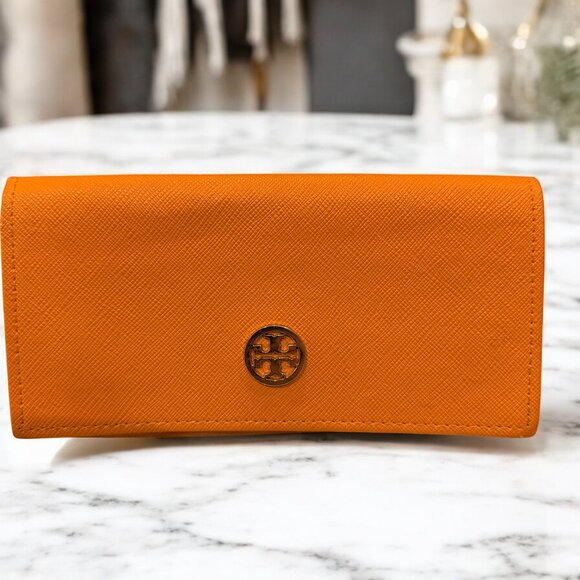 Tory Burch Accessories - Tory Burch Sunglasses Case Orange Faux Leather Soft Case